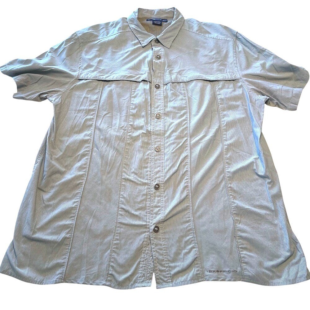 ExOfficio Mens Striped Short Sleeve Button Up Shirt XXL‎ Fishing Hiking Outdoor